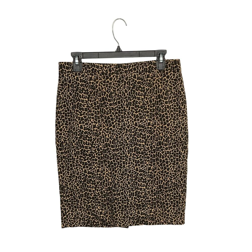 J.Crew Leopard Print Pencil Skirt Size 4 Small High Waist Career Animal Print